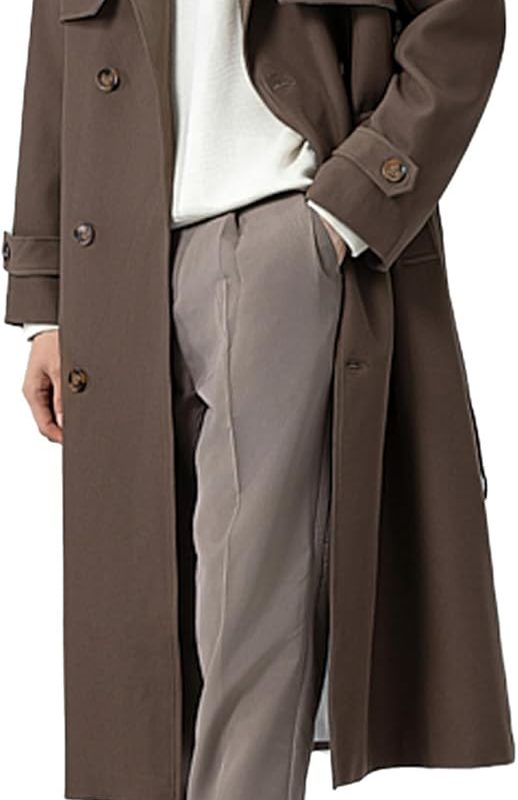 Men's Trench Coat - Long Jacket Overcoat-Oversized Casual Windbreaker