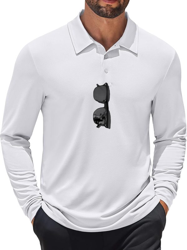 Men's Long Sleeve Polo Shirts Quick Dry Moisture Wicking Lightweight Golf Shirts Casual Collared Shirt