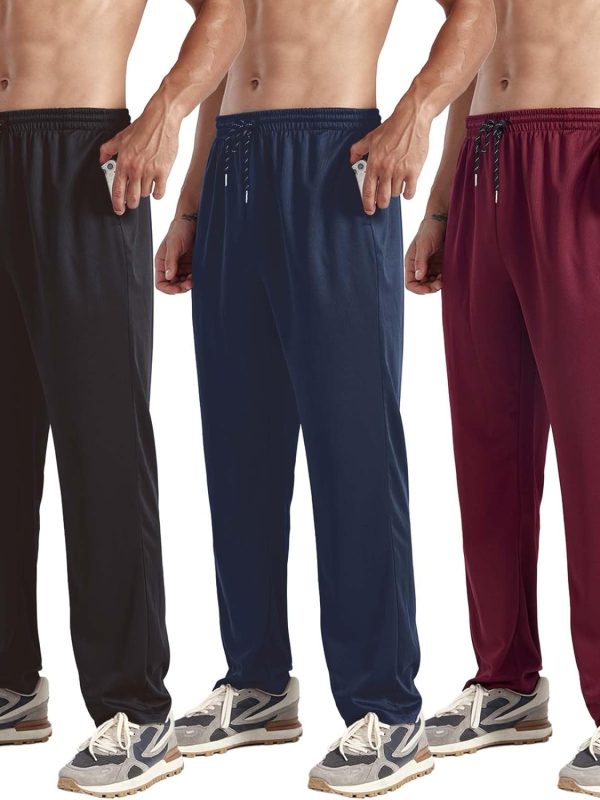 3-Pack Men's Mesh Jogger Pants, Comfortable Athletic Pants with Pockets for Active Wear, Lightweight & Breathable S-3XL