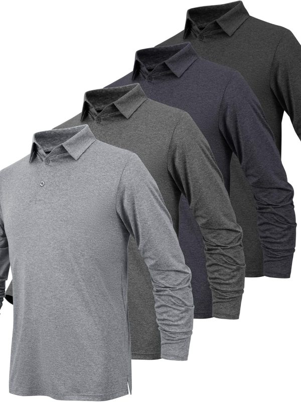 Long Sleeve Polo Shirts for Men Moisture Wicking Mens Long Sleeve Polo Shirts Quick Dry Golf Polos for Men